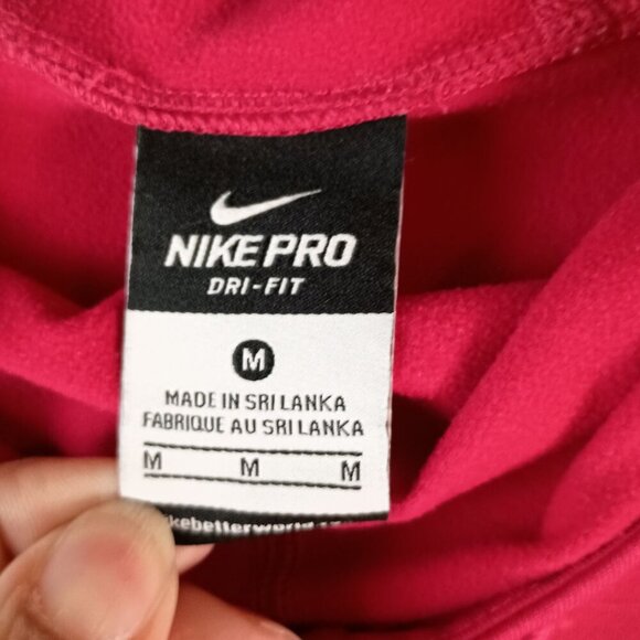 Nike Pro Dri-FIT Cowl Neck Hoodie Pink Cerise Women’s Size M Lightweight - Picture 7 of 7